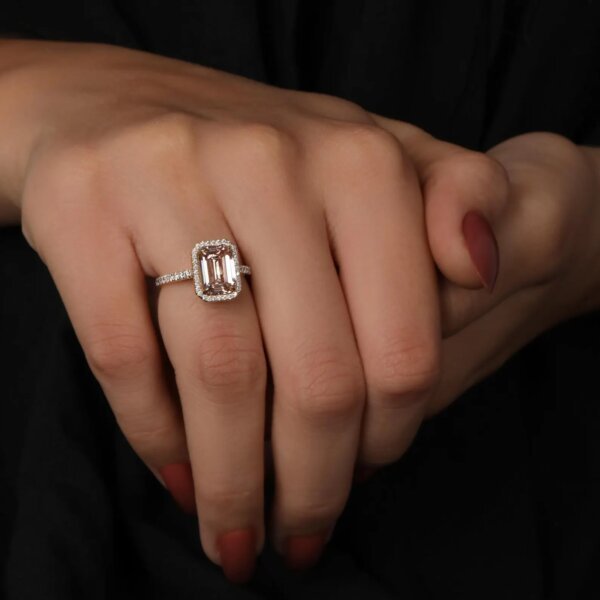 Pink Lab Grown Diamond Ring in Gold