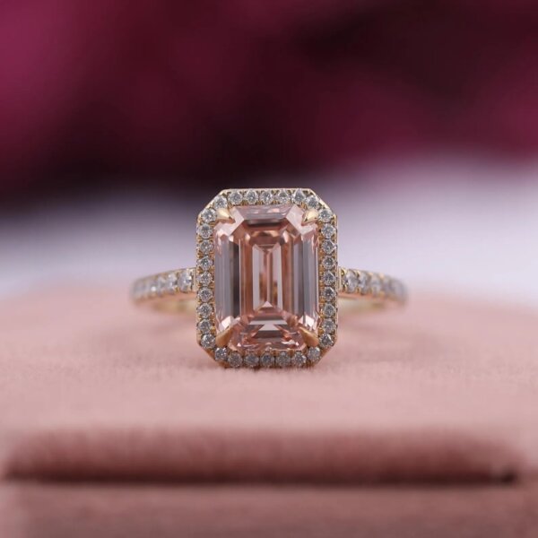 Pink Lab Grown Diamond Ring in Gold