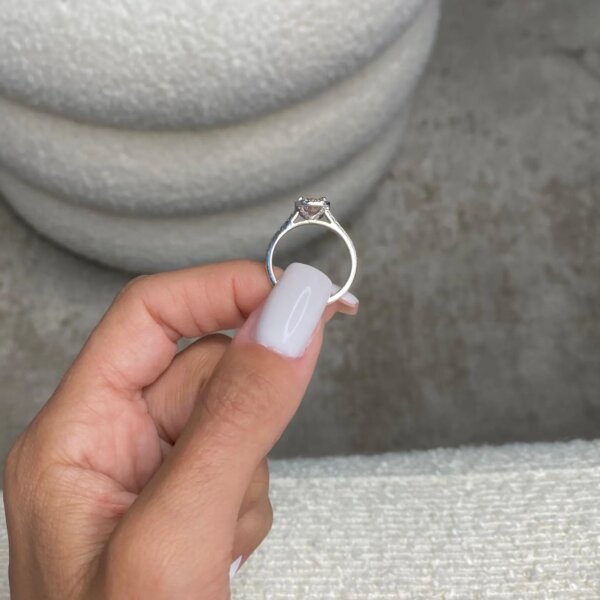 Intense Pink CVD Diamond Halo Ring/ Lab Grown Diamond Ring