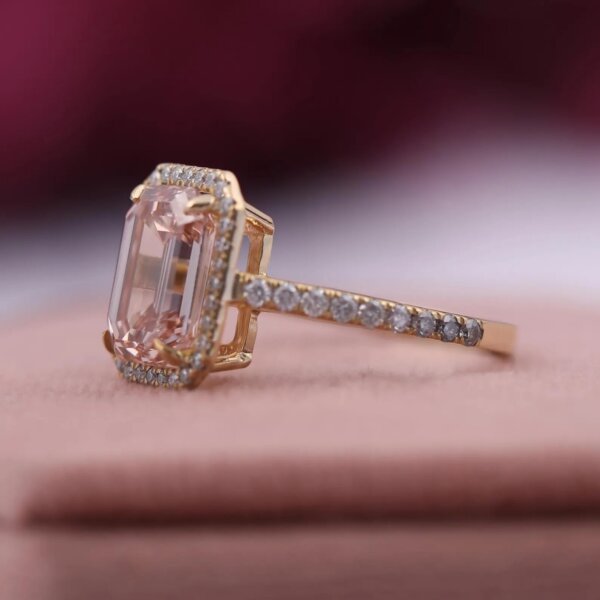 Pink Lab Grown Diamond Ring in Gold