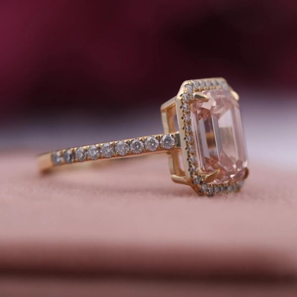 Pink Lab Grown Diamond Ring in Gold