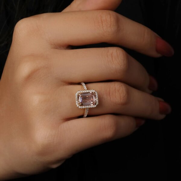 Pink Lab Grown Diamond Ring in Gold