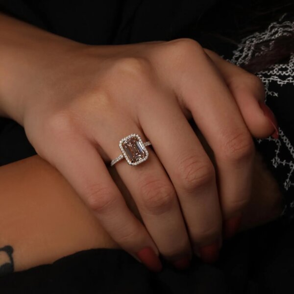 Pink Lab Grown Diamond Ring in Gold