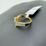 Chevron-Style Gold Ring with Pear-Shaped CVD Diamond and Double V Halo