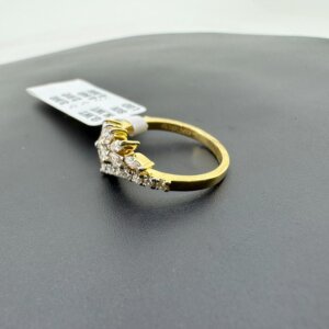 Gold Floral Cluster Ring with Marquise CVD Diamonds and Pave Detailing