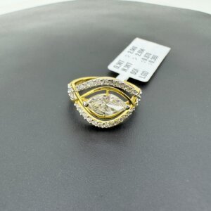Marquise-Cut CVD Diamond Eye-Shaped Gold Ring with Double Halo Setting