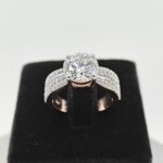 Triple Band Gold Ring with Sparkling CVD Diamond Centerpiece