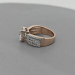 Triple Band Gold Ring with Sparkling CVD Diamond Centerpiece