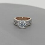 Triple Band Gold Ring with Sparkling CVD Diamond Centerpiece
