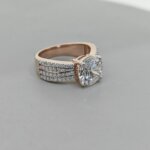 Triple Band Gold Ring with Sparkling CVD Diamond Centerpiece