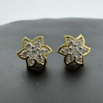 Six-Petal Lab Grown Diamond Cluster Earrings in Gold