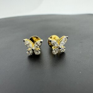 14K/18K Gold Lab Grown Diamond Butterfly Studs for Women