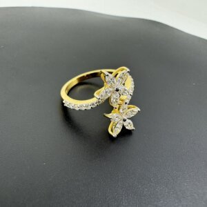 Lab Grown Diamond Double Flower Design Ring in 14K and 18K Gold