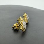 Six-Petal Lab Grown Diamond Cluster Earrings in Gold
