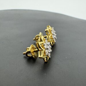 Six-Petal Lab Grown Diamond Cluster Earrings in Gold