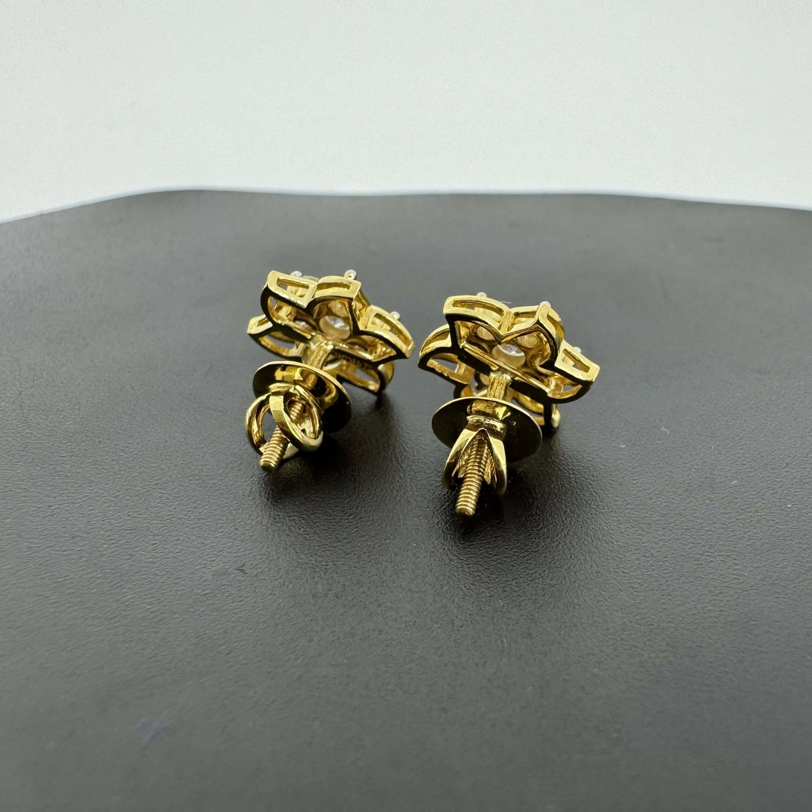 Six-Petal Lab Grown Diamond Cluster Earrings in Gold