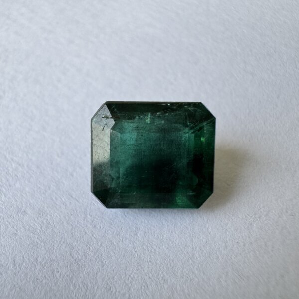 5.30 carat natural Zambian emerald panna gemstone loose stone with deep green color and octagon cut