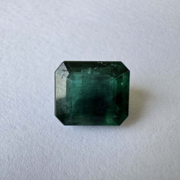 5.30 carat natural Zambian emerald panna gemstone loose stone with deep green color and octagon cut