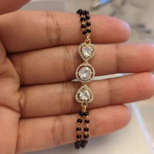 Triple Motif CVD Diamond Gold Mangalsutra Bracelet
