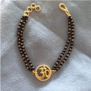 Om Symbol CVD Diamond Gold Mangalsutra Bracelet