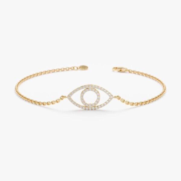 Protective Evil Eye Bracelet with Lab Grown Diamonds in Gold