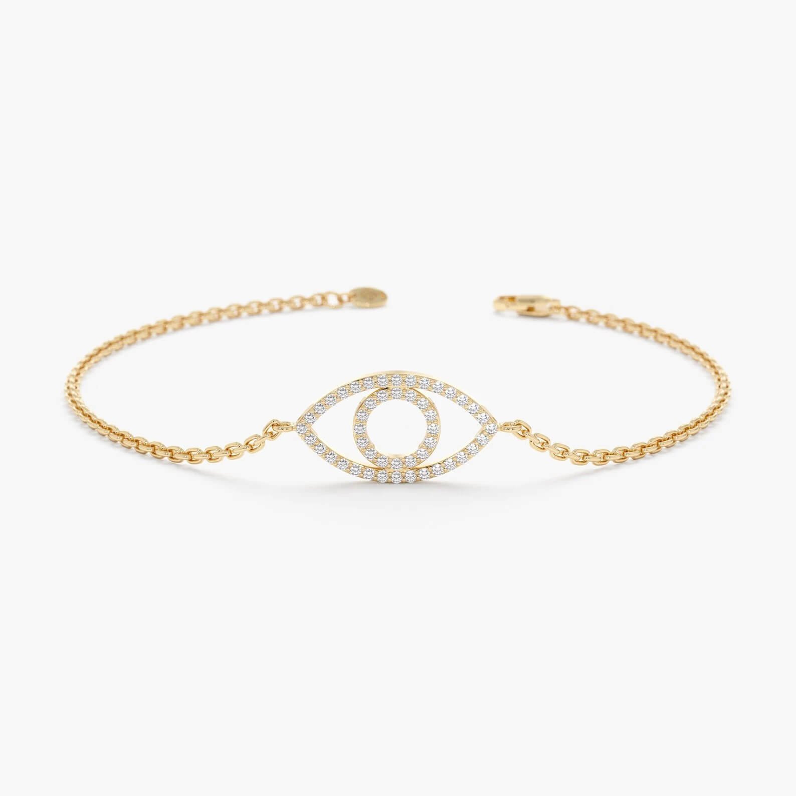 Protective Evil Eye Bracelet with Lab Grown Diamonds in Gold