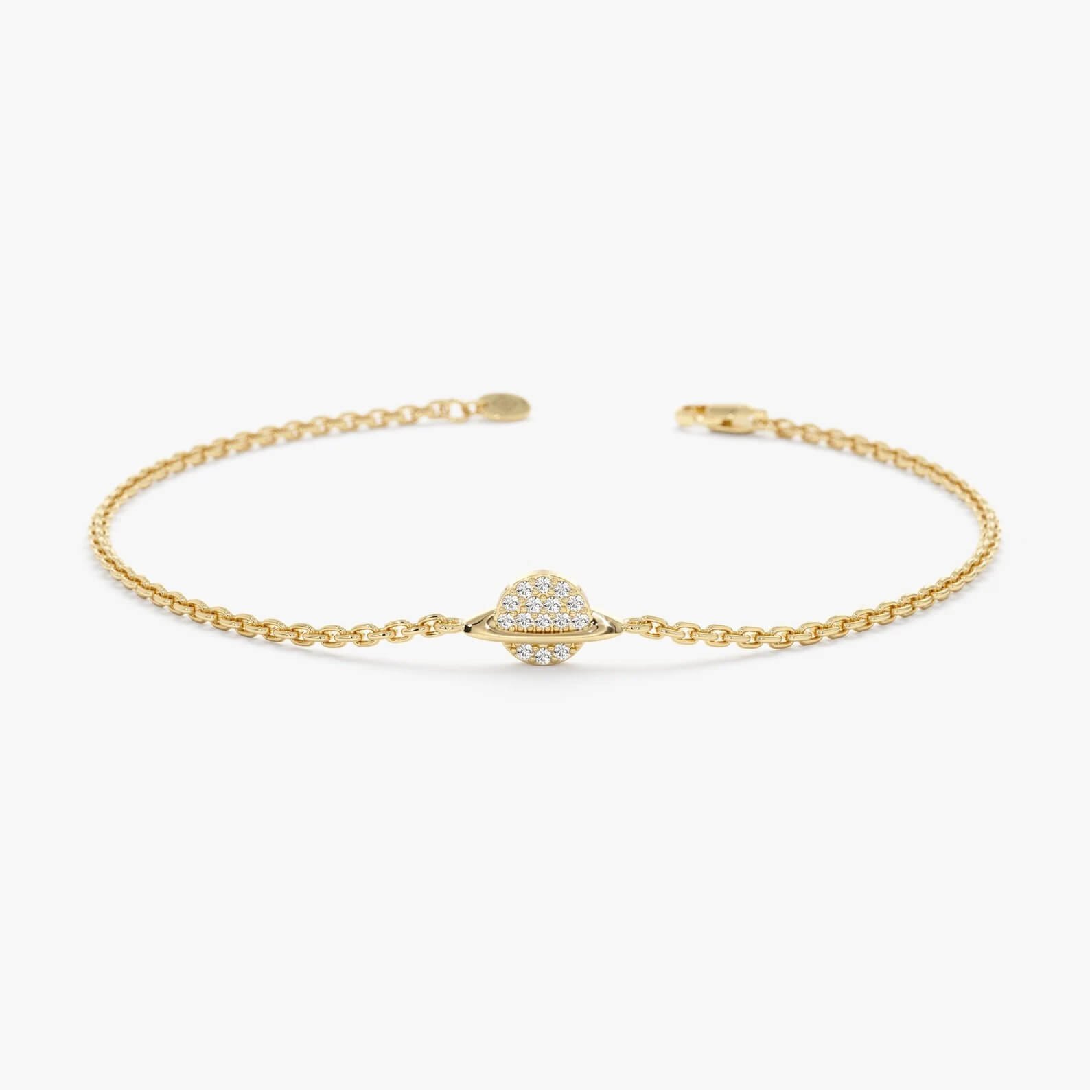Celestial Saturn Design Lab Grown Diamond Gold Bracelet