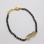 Infinity CVD Diamond Gold Mangalsutra Bracelet with Black Beads