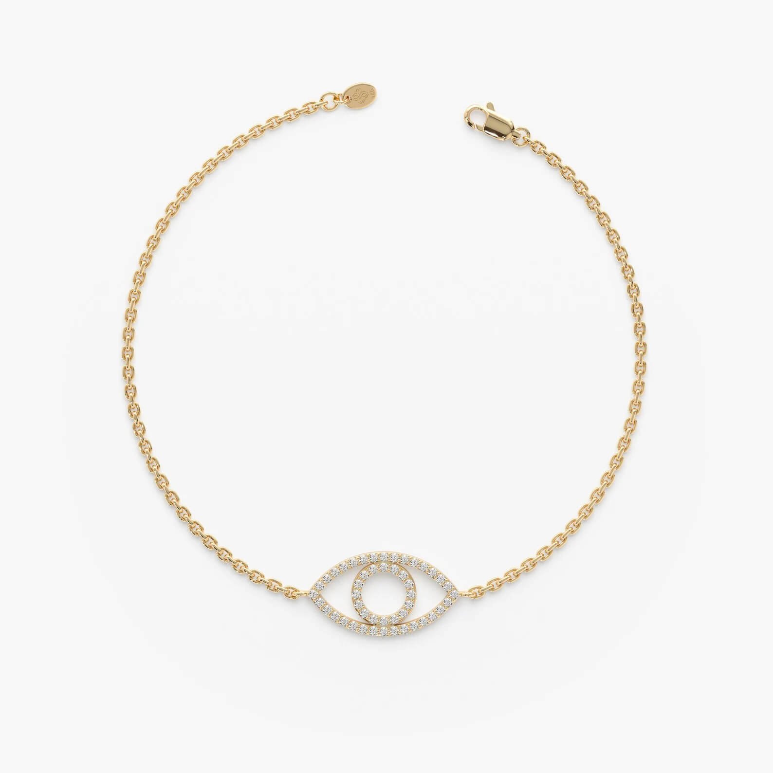 Protective Evil Eye Bracelet with Lab Grown Diamonds in Gold