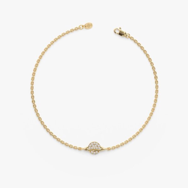 Celestial Saturn Design Lab Grown Diamond Gold Bracelet