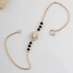Modern CVD Diamond Mangalsutra Bracelet in Gold with Black Beads