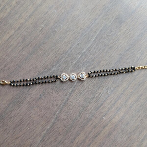 Triple Motif CVD Diamond Gold Mangalsutra Bracelet