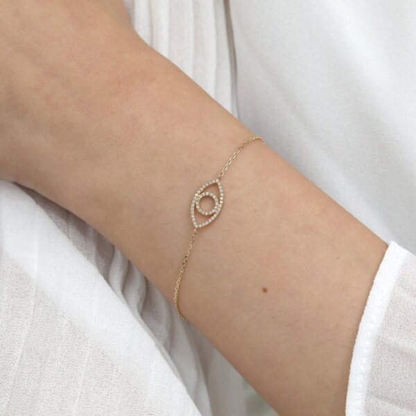 Protective Evil Eye Bracelet with Lab Grown Diamonds in Gold