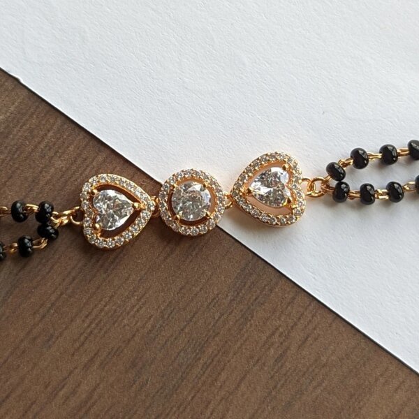 Triple Motif CVD Diamond Gold Mangalsutra Bracelet