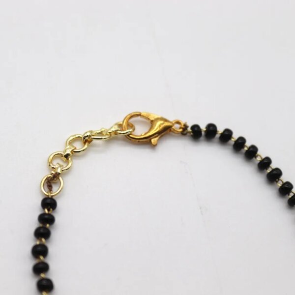Infinity CVD Diamond Gold Mangalsutra Bracelet with Black Beads
