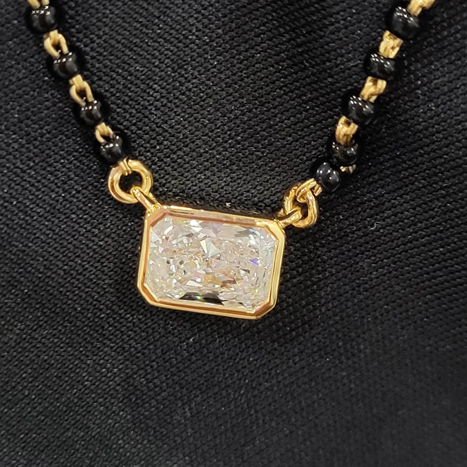 Radiant Solitaire CVD Diamond/ Lab Grown Diamond Mangalsutra