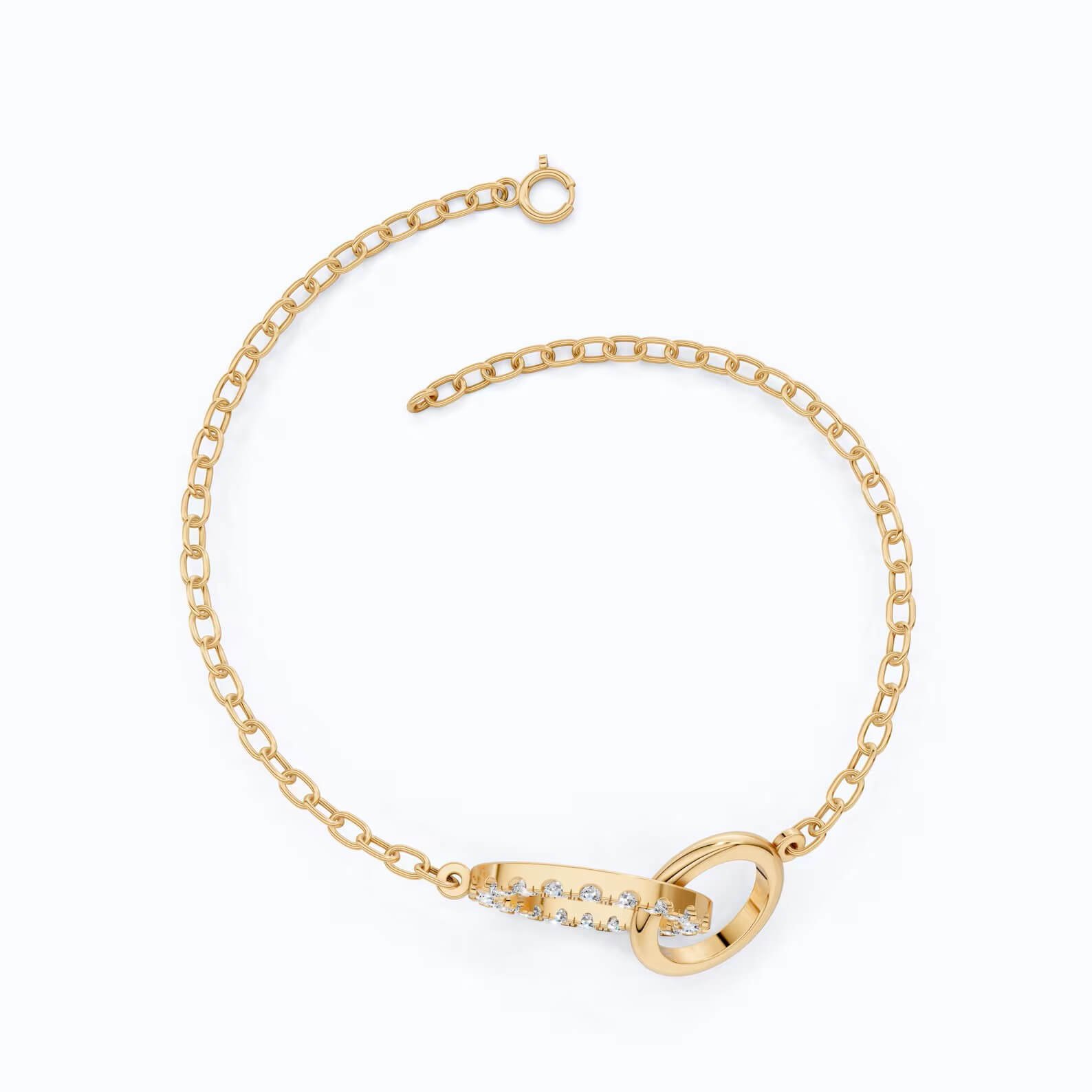 Interlocking Circle Lab Grown Diamond Bracelet in 14K/18K Gold