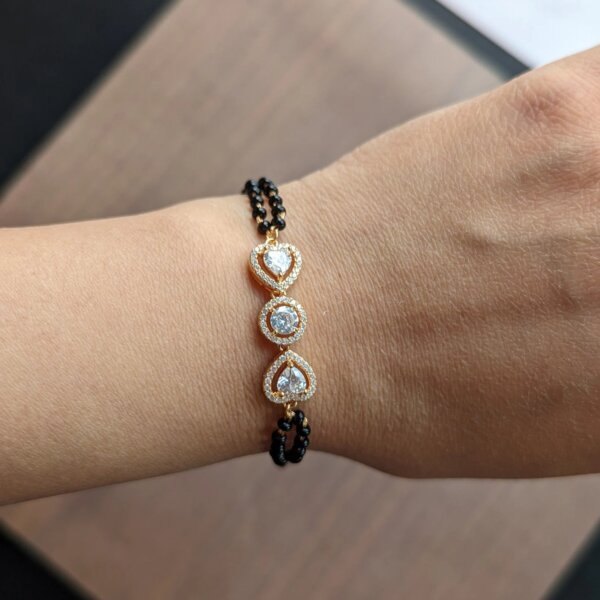 Triple Motif CVD Diamond Gold Mangalsutra Bracelet