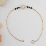 Modern CVD Diamond Mangalsutra Bracelet in Gold with Black Beads