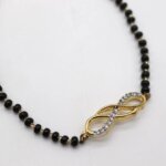 Infinity CVD Diamond Gold Mangalsutra Bracelet with Black Beads