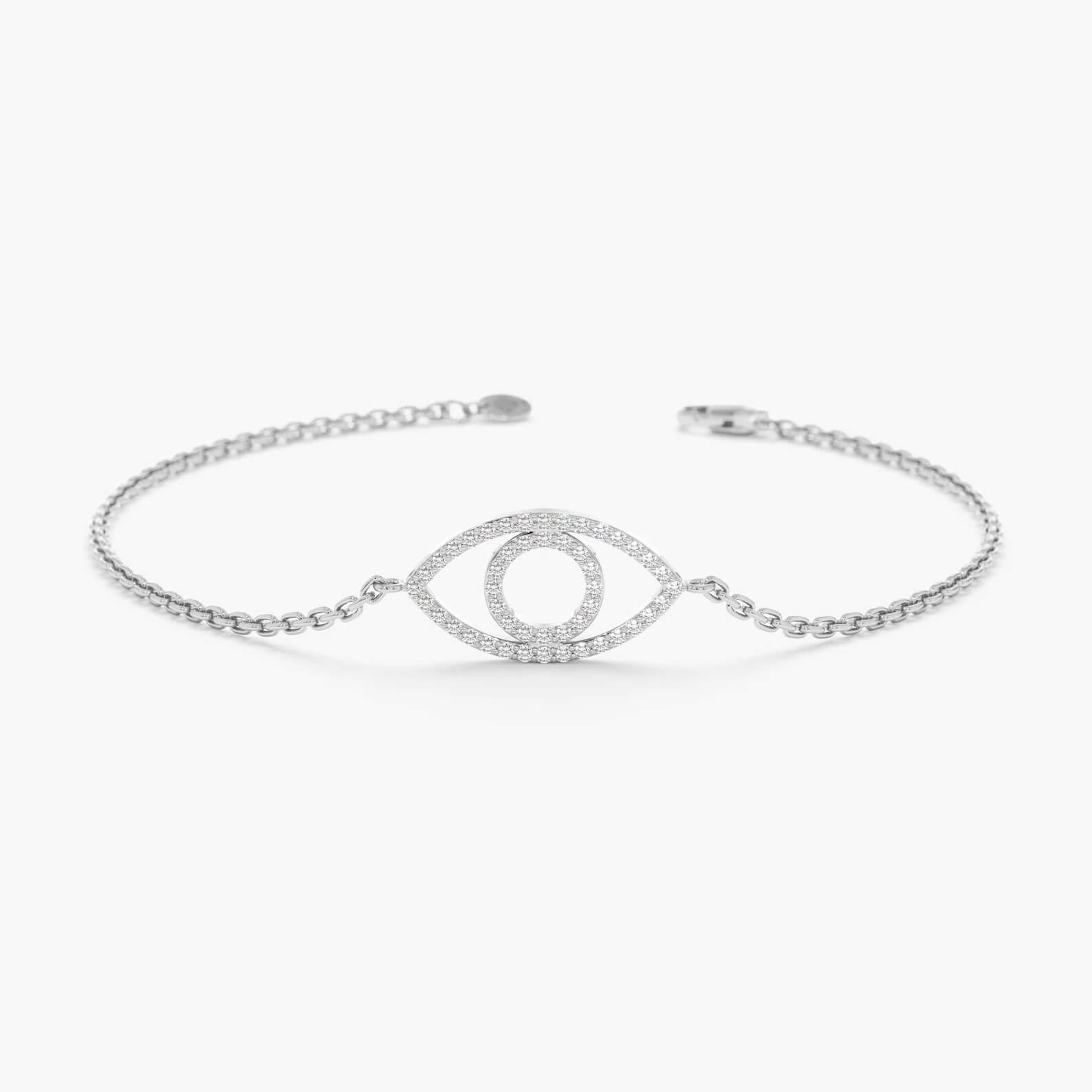 Protective Evil Eye Bracelet with Lab Grown Diamonds in Gold