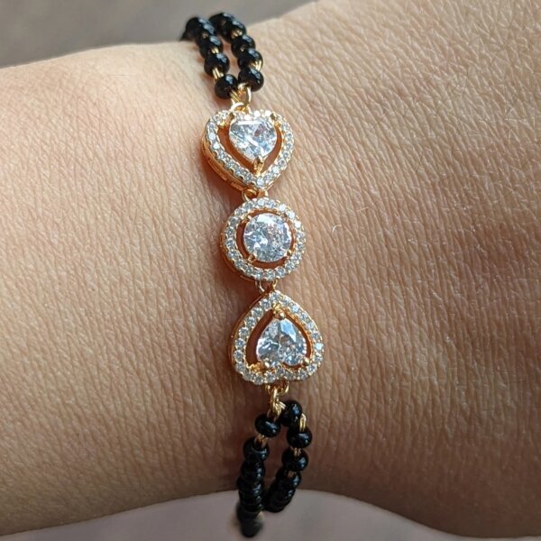Triple Motif CVD Diamond Gold Mangalsutra Bracelet