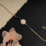 Modern CVD Diamond Mangalsutra Bracelet in Gold with Black Beads