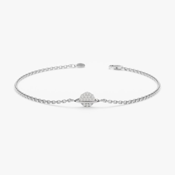 Celestial Saturn Design Lab Grown Diamond Gold Bracelet