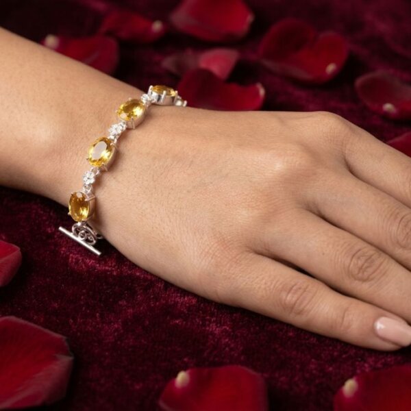 Natural Citrine Gemstone Bracelet Yellow Crystal Beaded Bracelet for Wealth, Success and Positive Energy