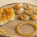 Citrine Combo Set featuring natural citrine crystals, tumbles, and bracelet for positivity and abundance.