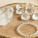 Clear Quartz Combo Set featuring raw clear quartz stones, polished tumbles, and a clear quartz bracelet.