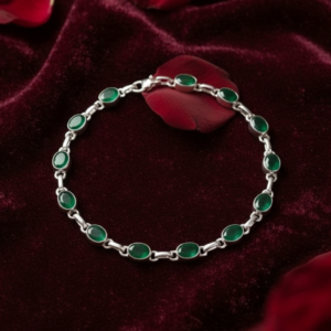 Natural Green Onyx Gemstone Bracelet Deep Green Crystal Bracelet for Strength, Confidence and Emotional Balance