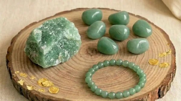 Green Aventurine Crystal featuring a natural green stone with a smooth texture and subtle shimmer.