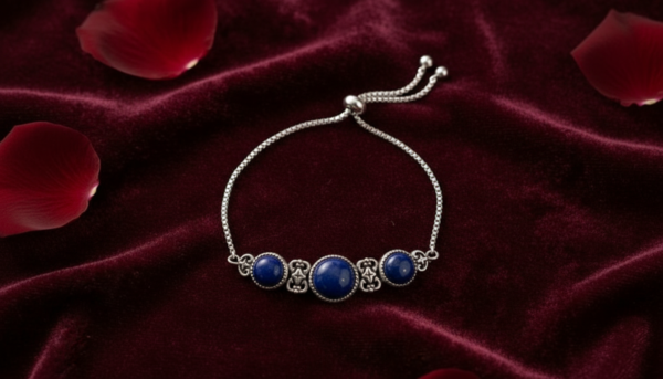 Natural Lapis Lazuli Gemstone Bracelet Deep Blue Crystal Bracelet for Wisdom, Intuition and Confidence